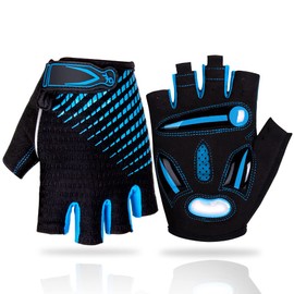 Luroon Cycling Gloves, Half-Finger, Breathable, Non-Slip and Shock-Absorbing Unisex Gloves - Short Gel Summer MTB for Men and Women, blue, s