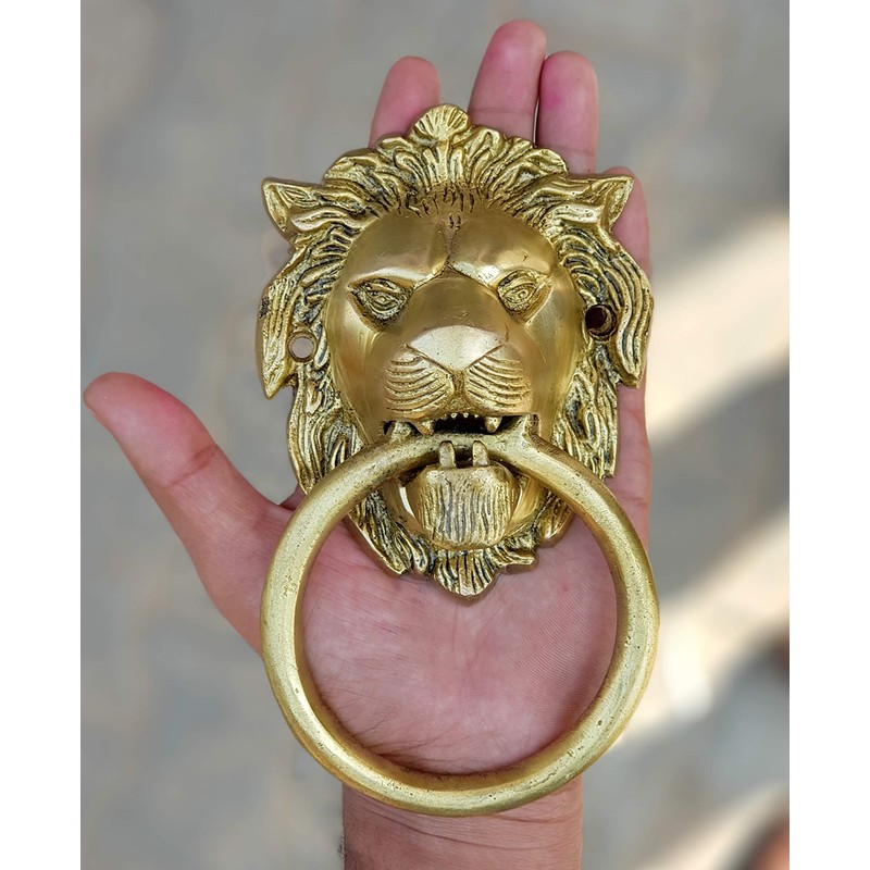 Esplanade StonKraft Brass Lion Sculpted Door Knocker Gate/Door Accessories -