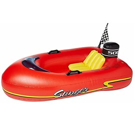 Swimline Flotador Lancha Rápida Tumbona Inflable  Rojo, 49 pulgadas, vinilo resistente UV, incluye kit reparación                                     