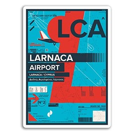 2 x 10cm Larnaca Airport Vinyl Stickers - Cyprus Travel Sticker Luggage #17429 (10cm Tall)