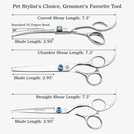 Moontay Fur Scissors Dog Scissors Professional Dog Grooming Scissors Set with Curved/Straight/Thinning Scissors for Thinning Cutting 7 Inch 440c Japanese Stainless Steel Scissors Dog Grooming Scissors