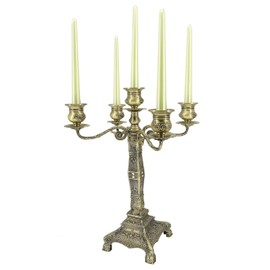 Metal Candelabra 17" Height, Candle Holder with 5 Arms,Antique Bronze Furnish Candle Holder, Centerpiece for Home Decro,Wedding Event, Party,1 Pack (Bronze)