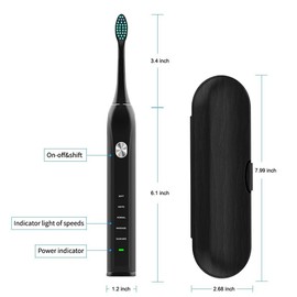 Gloridea YAGHVEO Electric Toothbrush for Adults, 10 Heads Made of Dupont Bristles, Sonic