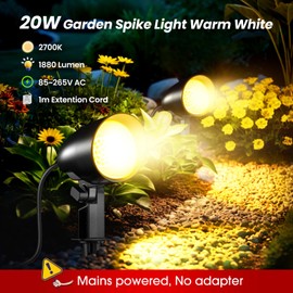 MEIKEE Outdoor Garden Spike Light 20W Warm White 1880LM LED Landscape Spotlights IP66 Waterproof Lawn Light Decorative for Garden Lawn Landscape Patio Yard with 1M Cable