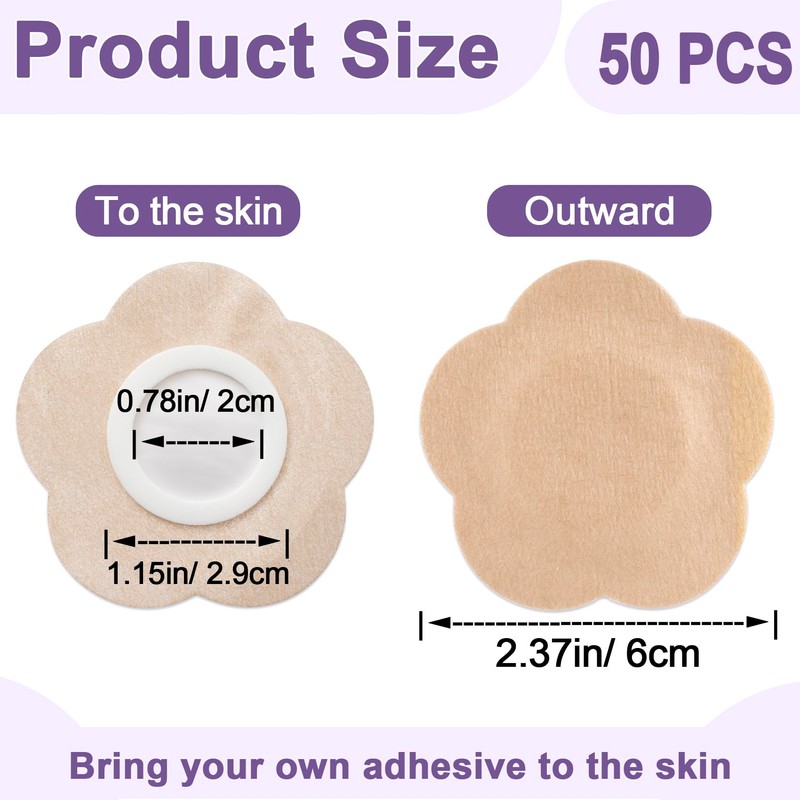 50pcs Disposable Castor Oil Packs, Flower Style, Skin Color
