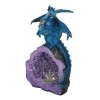 Armored Blue Dragon On Purple Quartz Faux Geode Crystal Cavern