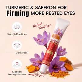 Turmeric Saffron Under Eye Cream, for Dark Circles & Puffiness, Firming, Even Skin Tone, Hydrating, Moisturizing, Smooths Fine Lines Under Eye Serum with 360 Massage, Booster Refresh Tired Eye