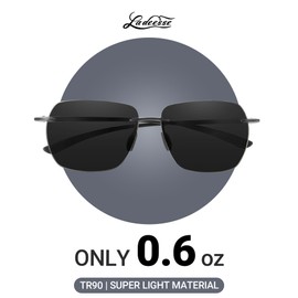 LADEESSE Sunglasses Men - Rimless Square Polarized Sunglasses - Lightweight TR90 Frame Sun Glasses with UV Protection