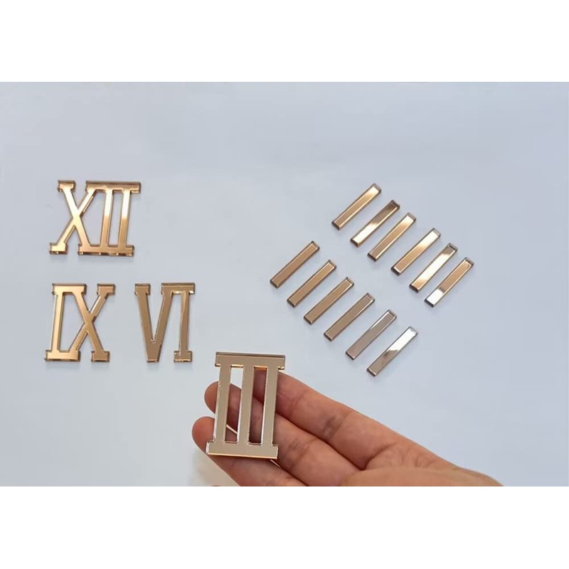 Yuxuanish Rose Gold Roman Numerals (4cm) & Dashes (3cm) for