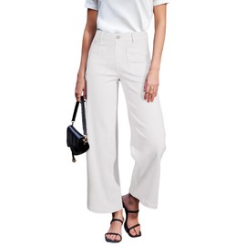 Sidefeel Jeans for Women Trendy High Waisted Stretchy Straight Leg Loose Zimbaplatinum Ankle Denim Pants White Size 4