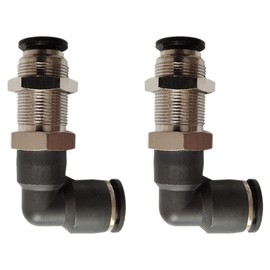 Jienk 2Packs Bulkhead Elbow 1/2" x 1/2" Tube OD Push to Connect Tube Fitting, PLM-1/2 Bulkhead 90 Degree Elbow Pneumatic Quick Connect Air Fitting