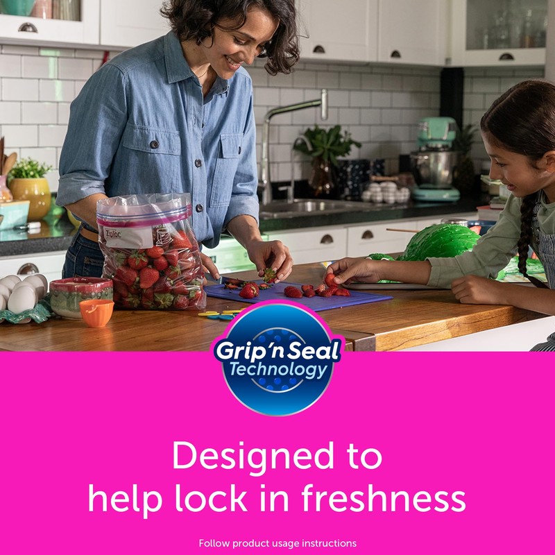 Ziploc Large Food Storage Bags, Grip 'n Seal Technology for