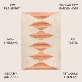 JONATHAN Y SMB204A-8 Vinales Diamond Stripe Indoor Outdoor Farmhouse Transitional Traditional Area Rug,High Traffic,Kitchen,Living Room,Backyard,Non Shedding,8 X 10,Beige/Terracotta