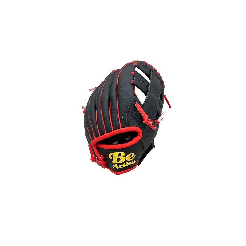 Junior All Round 9" Black Red Soft Baseball Gloves 509