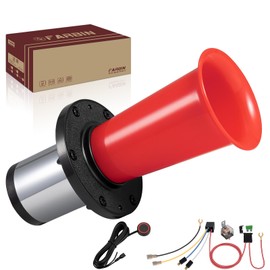 FARBIN Retro Horn Antique Signal Horn Ahooga Horn for Car Truck Old Style Car Horn 12 V 130 dB Classic Vintage Metal Red Horn with Button