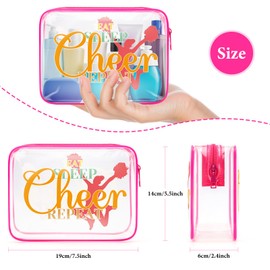 Cheer Makeup Bag Cheerleading Coach Gift Cheer Coach Gifts for Women Clear PVC Cosmetic Bag Cheer Mom Appreciation Gift Birthday Christmas Thanksgiving Gift for Cheerleader Zipper Travel Toiletry Bag