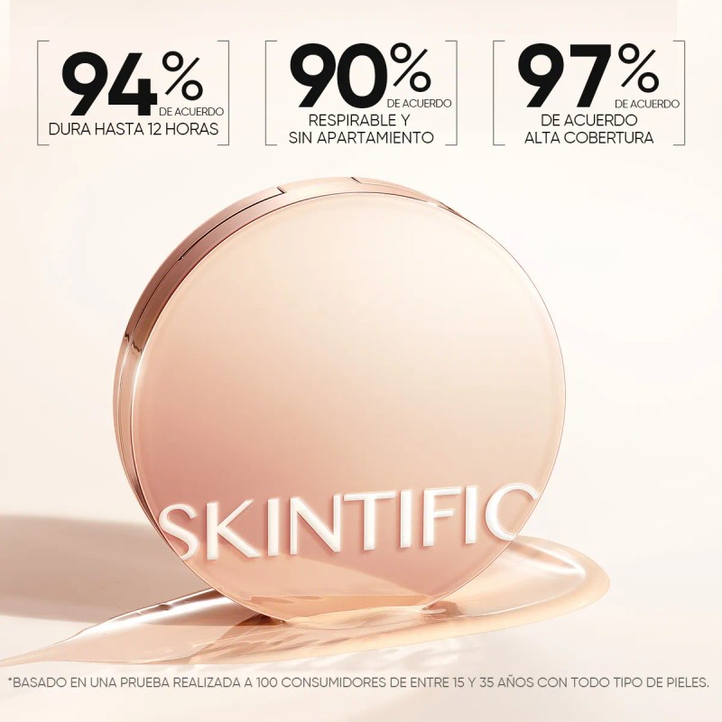 Skintific Cushion Base Maquillaje Ligero Cobertura Media