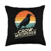 Majestic Crow Whisperer Mysterious Wise Bird Nature Bond Throw Pillow