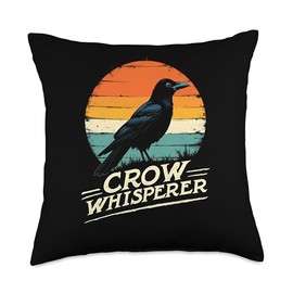 Majestic Crow Whisperer Mysterious Wise Bird Nature Bond Throw Pillow