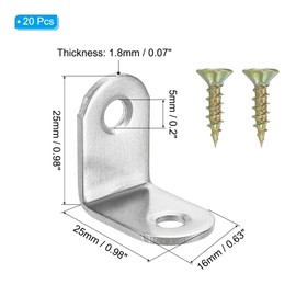 PATIKIL Stainless Steel Corner Braces 0.98 x 0.98 Inch,10 Pieces L Bracket Joint Right Angle Support Bracket L Shaped Corner Fasteners with Screws for Shelves, Silver