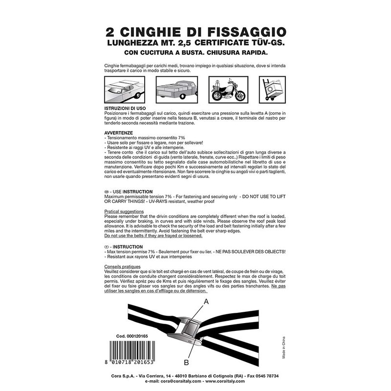 Cora 000120165 2 Straps, 2.5m, GS-TUV