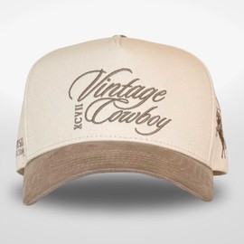 Vintage Western Trucker Hat | Men & Women | Country Cute Caps for Cowgirls Cowboys | Camo Denim Embroidered Cotton | Snapback (Cotton, Vintage Cowboy | Mud Suede)
