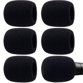 Isslly 6PCS Foam Microphone Covers, Elastic Mic Replacement Windscreens, Thickened Foam Handheld Microphone Cover for Home, Stage, Performance - Black