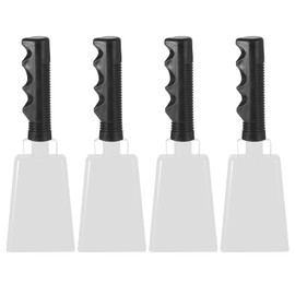 PATIKIL 9inch Cow Bells for Football Games, 4pcs Cowbells for Sporting Events Bulk Loud Noise Makers Metal Cow Bell with Handle for Cheering Competition Marathon Wedding DIY Paint, White