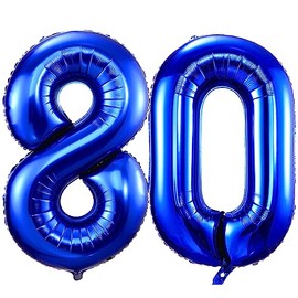Navy Blue Number 80 Balloons,40 Inch Dark Blue 80th Birthday Balloons Large Foil Mylar Balloons Number 80 for Birthday Party Anniversary Decorations (Navy Blue Number 80)