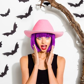 Zodaca Pink Cowboy Hat - Felt Cowboy Hats for Men, Women, Western Cowgirl Hat for Costume Birthday Bachelorette Party (Adult Size)