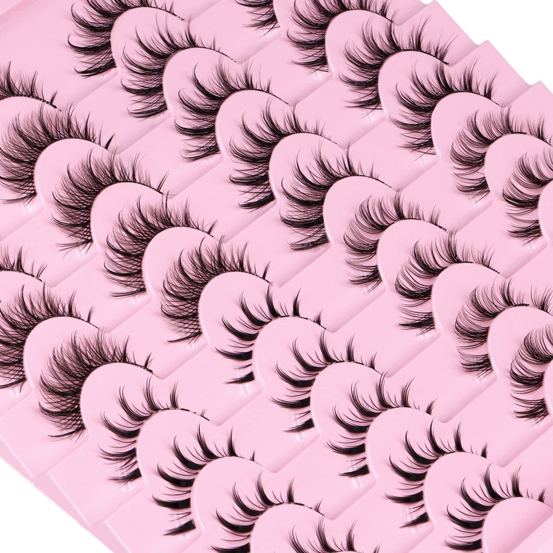 Manga Lashes Natural Look Anime False Eyelashes 20 Pairs Clear