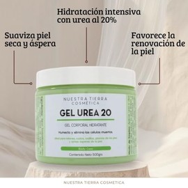 Nuestra Tierra Cosmética Gel Urea 20, Gel Corporal Hidratante y Humectante, 500 g