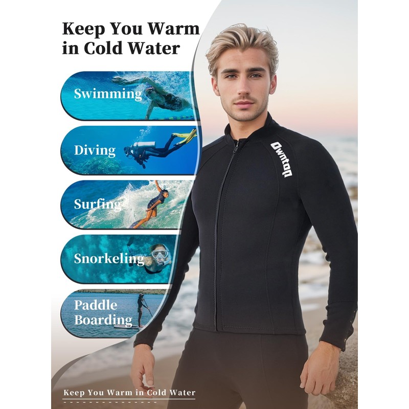 Owntop Wetsuits Jacket for Men - 2mm Neoprene Wetsuits Jacket