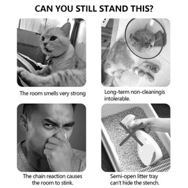 Cat Litter Box Physical Deodorization - No Need for Cat Litter Deodorizer Anymore, Pet Safer to Your Kitty, Window Litter Box