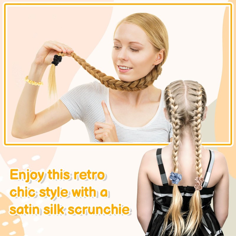 Provone 50 Pcs Hair Scrunchies, Small Satin Hair Scrunchies and