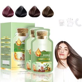 Natural Plant Hair Dye, New Botanical Bubble Hair Dye, Pure Plant Extract for Grey Hair Color Bubble Dye(30ml 10Packs/Box) (Coffee)