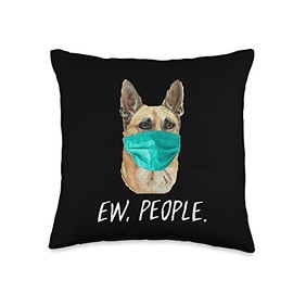 GERMAN SHEPHERD Ew People Dog Wearing Face Mask Throw Pillow