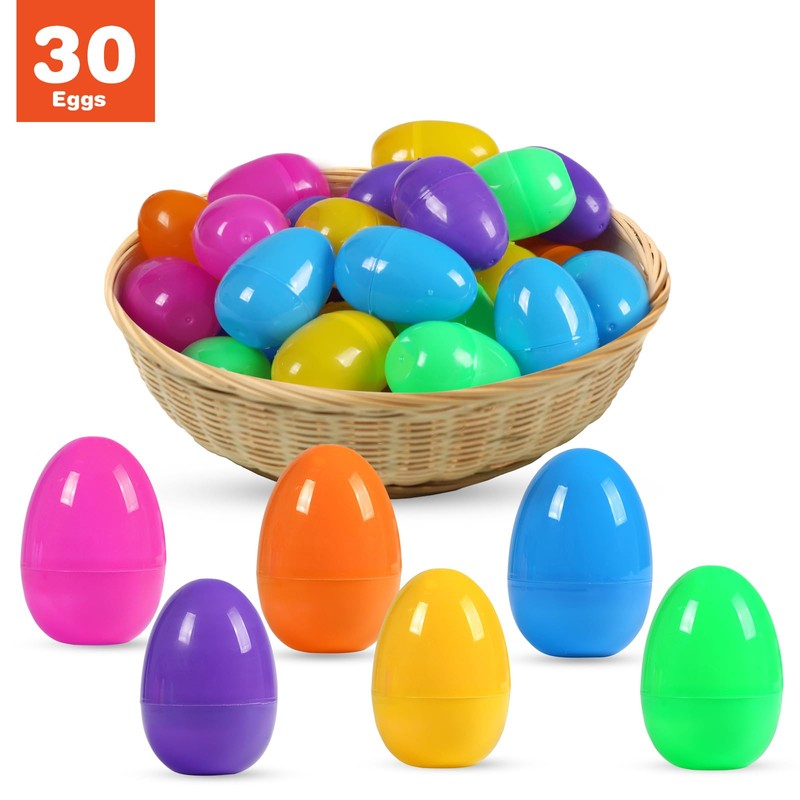 Biubumtu 30Pcs Fillable Easter Eggs, 2.36'' Plastic Bright Easter Eggs