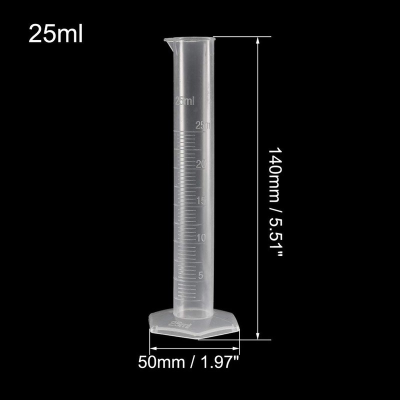 Recogwood 3Pcs 25ml Plastic Graduated Cylinder, Measuring Cylinder Science Test