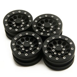 MOHERO 1.9" Alloy Beadlock Crawler Wheels Rims Set for RC 1/10 Model Crawler SCX10 Pack of 4 (Black)