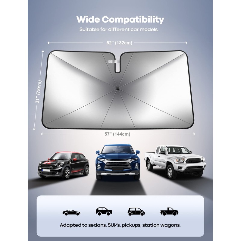 Lamicall Windshield Sun Shade Umbrella Parasol para Auto Parabrisas -