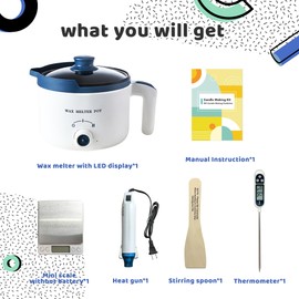 Wax Melting Pot Kit with Electric Wax Melter, Pro DIY Candle Making Supplies Including Heat Gun, Digital Thermometer, Digital Scale(No Battery) for Adults Candle Craft Project