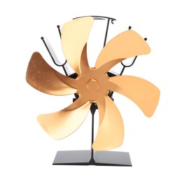 Vertical Stove Fan 6 Blades Thermal Fan Heat Powered Fast Warm Circulation Handle Design Stove Top Fan for Fireplace Gold
