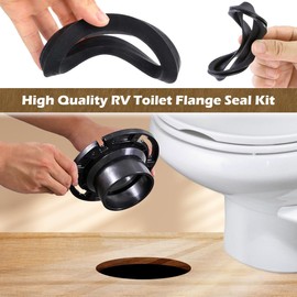 BREADEEP RV Toilet Seal Kit, 3'' RV Toilet Flange 385345892 and RV Toilet Seal 34120 & 12524 for Aqua Magic Style Plus, Style Lite, Style II & Residence, RV Toilet Kit w/Industrial Nitrile Gloves