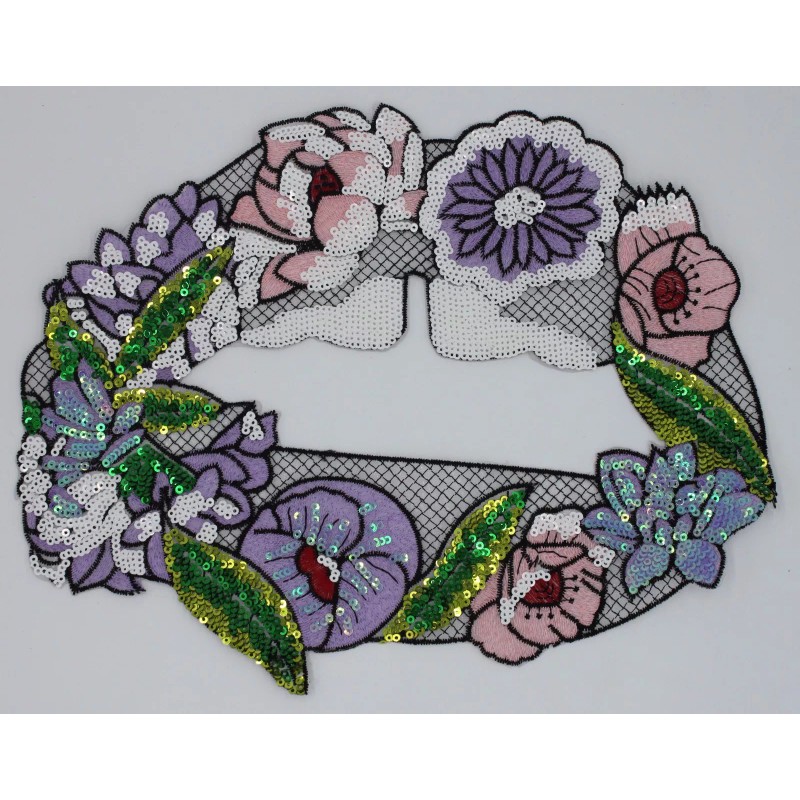 Mhy Line Sequin Patch: Large Flowery Lips