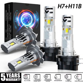 CHUSYYRAY For KIA Borrego 2009 2010 2011 4x H7+H11B Light Bulbs Combo Kit 6000K White Lamp