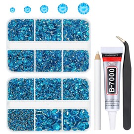 qiipii Classic Jean Blue Resin Crystal Rhinestones for Bedazzling Crafting 2mm-6mm Midblue‌ Flatback Stones Diamonds Crystals Gems for Face Eyes Makeup Tumblers Bottles DIY Crafts Clothes Shoes Phones
