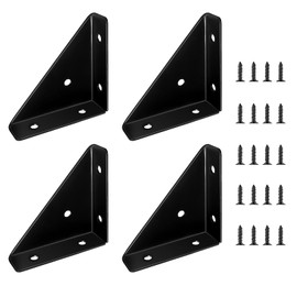 4 Pcs Angle Bracket, Corner Brackets for Wood with 20 Pcs Screws Bed Corner Support Furniture Corner Connector Universal Triangle Stainless Steel Angle Brackets