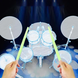 Electronic Drum Set, Portable Air Drum Air Drum Sticks & Pedals, 3D Motion Sensing RGB Virtual Drum Kit with BT, Quiet Electric Drum Kit, for Beginner Adults (Green)