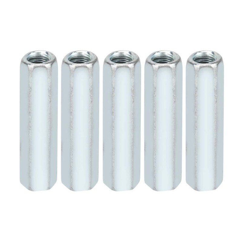 5 Pcs M6 Long Rod Nut, Hex Coupling Nut, M6